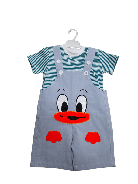 Duck Patterned T-shirt and Overalls Set 1 to 3 years