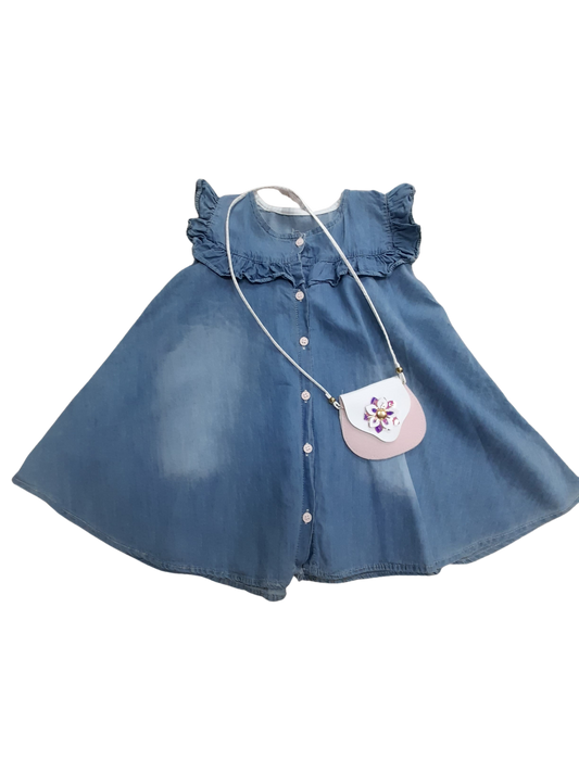 Girl Jean Dress and Bag Set 1 to 3 years